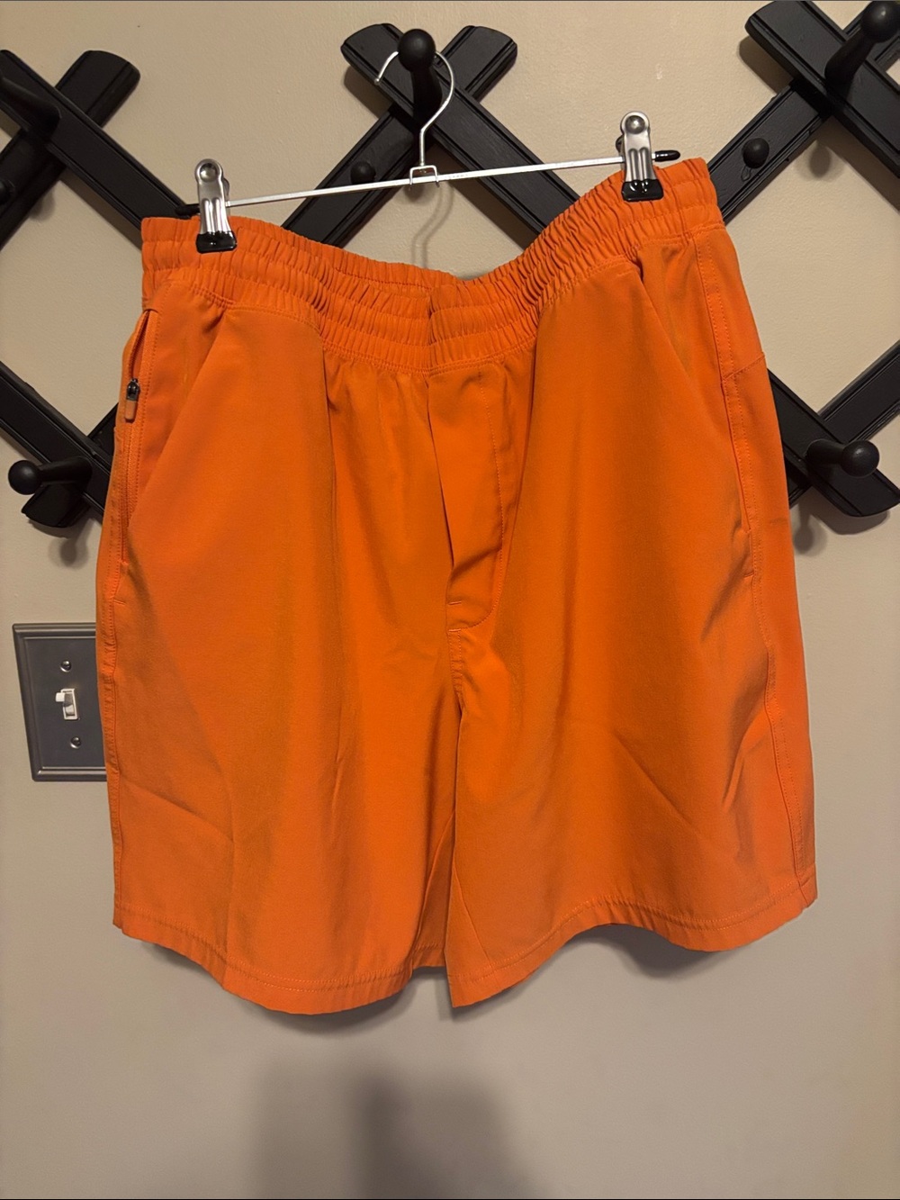 Men's Burnt Orange Athletic Shorts with Elastic Waist
